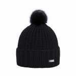 Bonnet pompon fausse fourrure Eisglut Rosalie Noir
